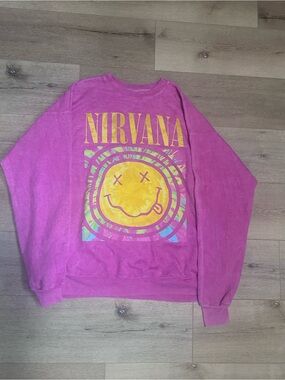 Vintage Nirvana Pink Graphic Crewneck Sweatshirt